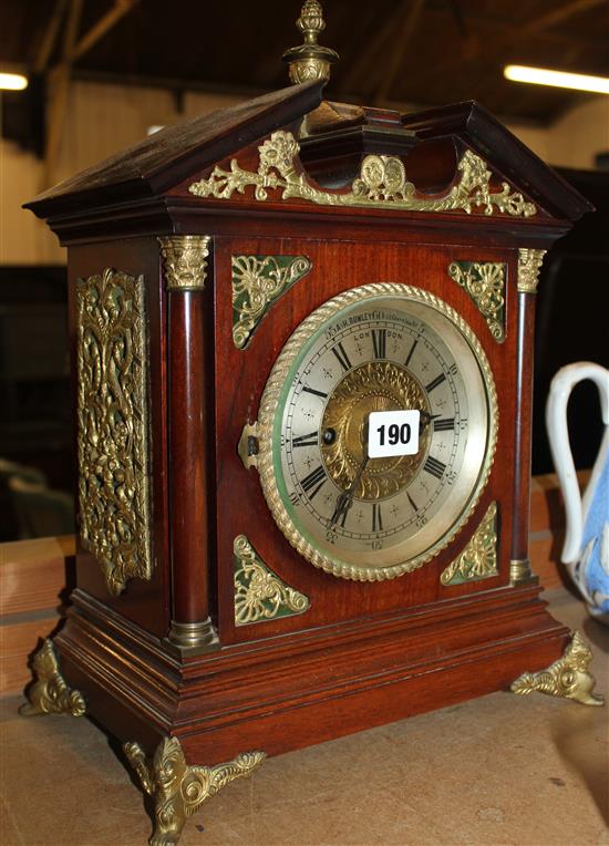 Late Victorian mahogany gilt metal mounted eight day mantel clock